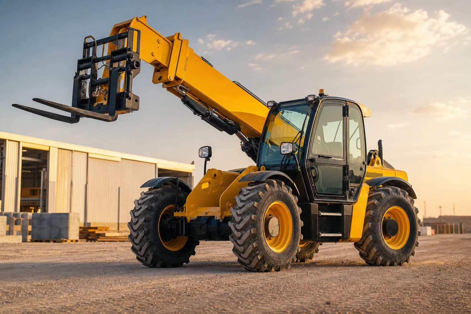 Telehandler and mobile crane deployed on a UAE construction site
