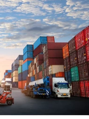 Heavy equipment operating at a UAE port and industrial yard
